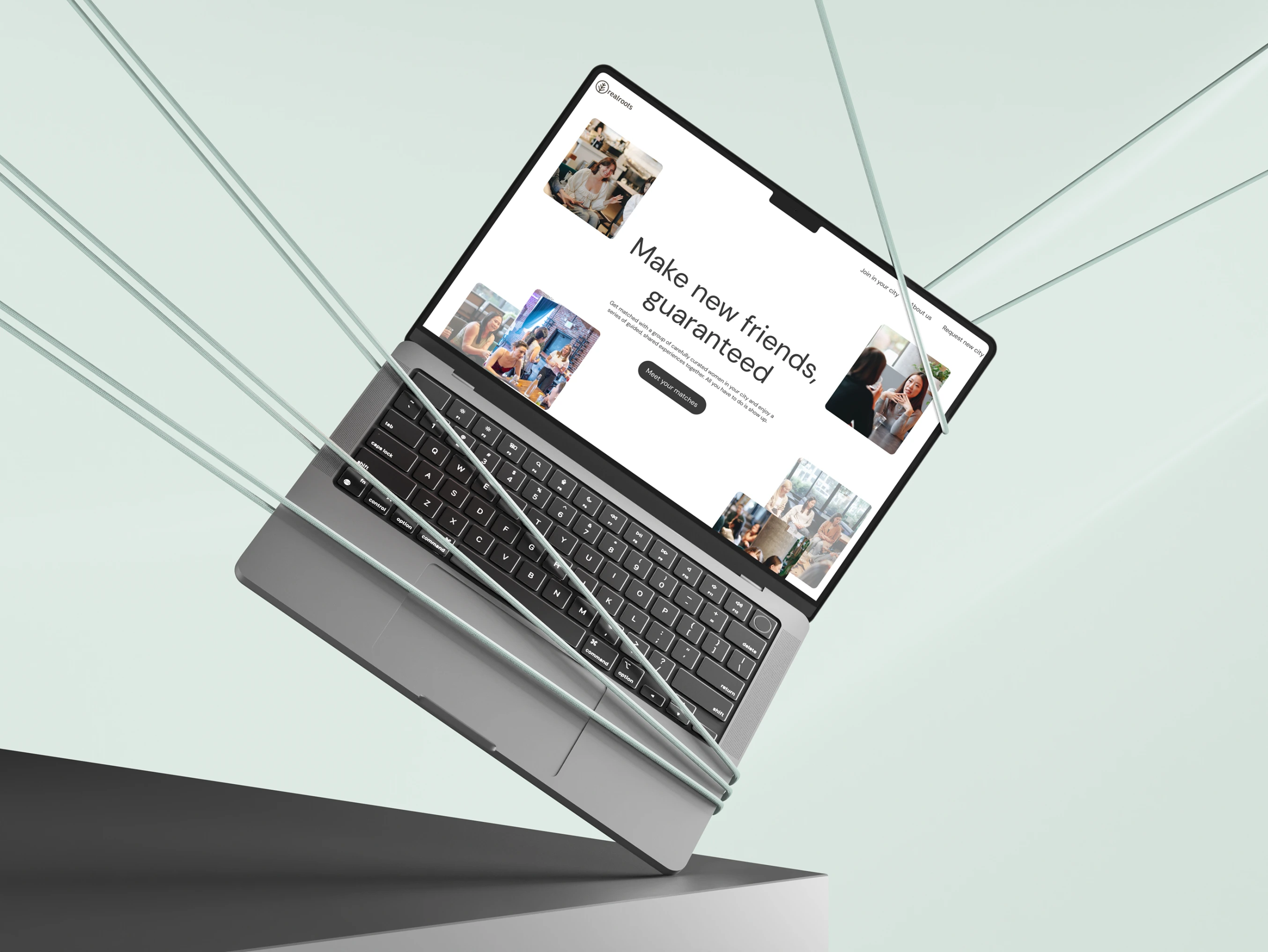 The RealRoots marketing website on a laptop, designed and built by 350life